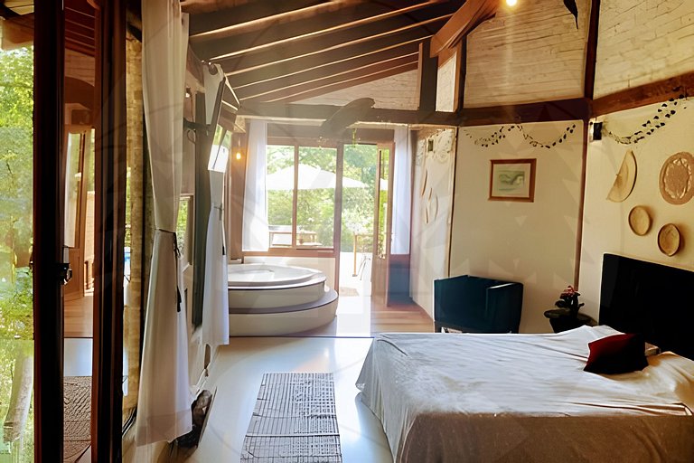 Suíte c/ Café, Hidro, Lareira e Piscina - 20min SP