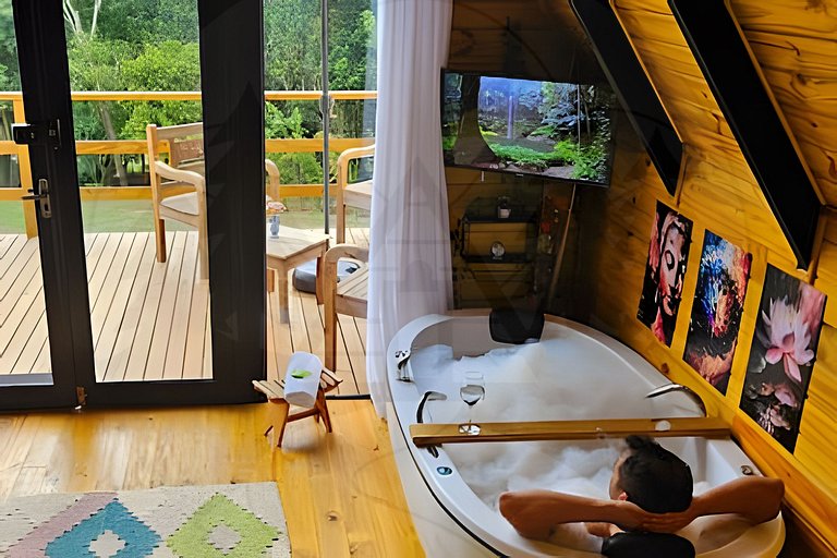 Cabana c/ Hidro, Lareira e Café na Rota do Vinho