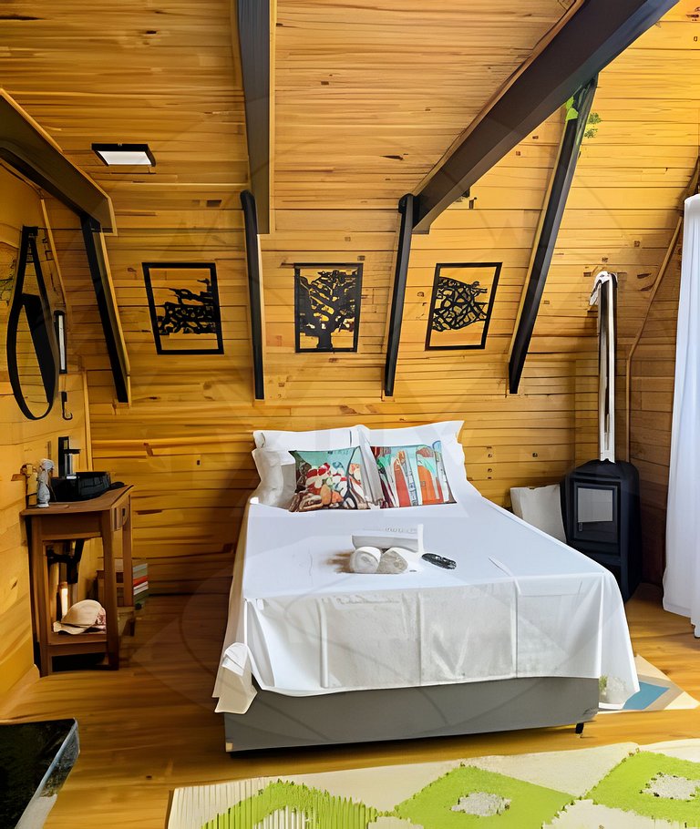 Cabana c/ Hidro, Lareira e Café na Rota do Vinho