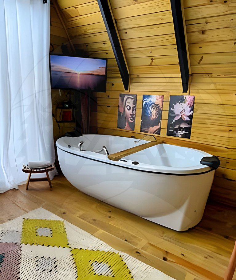 Cabana c/ Hidro, Lareira e Café na Rota do Vinho